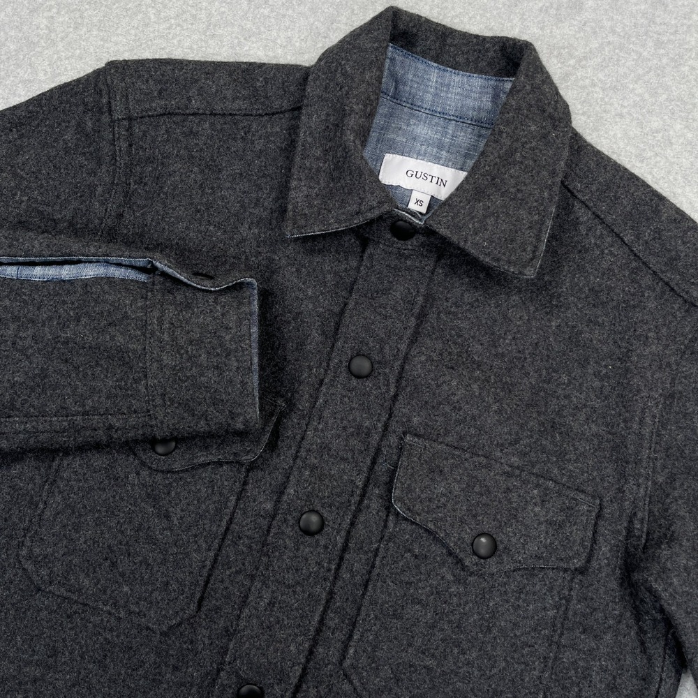 Gustin Charcoal Wool CPO Jacket Mens XS Gray Heavyweight Snap Work Shirt USA
